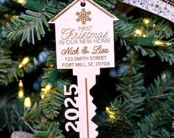 Our First Home Ornament | Christmas Key Ornament | Our First Christmas in Our New Home Ornament | House Ornament | Wooden House Ornament