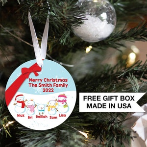 Personalized Snowman Family Christmas Ornament | Our Family Ornament | Christmas Ornament | Custom Family Keepsake | Family Ornament