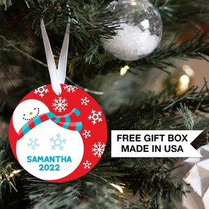 Personalized First Christmas Snowman Snowflakes | Baby&#39;s 1st Christmas Ornament| Baby First Christmas | Personalized Baby Christmas Ornament
