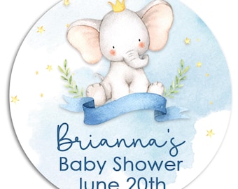 Elephant Baby Shower Stickers: It's A Boy Party Favor Labels