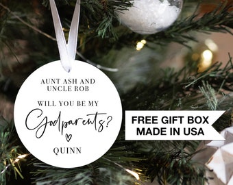 Personalized Surprise Will You Be My Godparent Christmas Ornament| Baby First Christmas | Baby Christmas Ornament | Baby On The Way