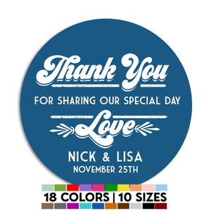 Thank You For Sharing Our Special Day Bridal Shower Stickers, Thank You Stickers, Wedding Favor Sticker Labels, Personalized Party Favors