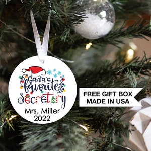 Personalized Secretary Keepsake Ornament | Teacher Appreciation Gift from Student |  Custom Teacher Christmas Ornament