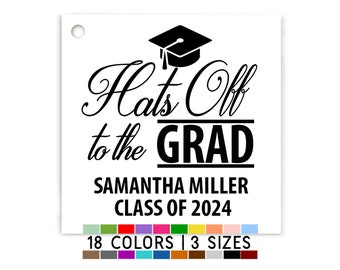 Hats Off to the Grad Tags, Set of 20 Personalized Senior Party Favor Tags, Class of 2024 Senior Party Favor Idea