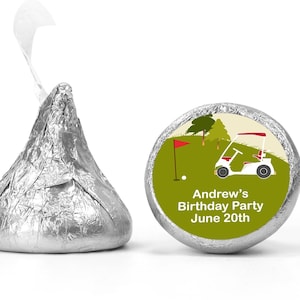 Golf Cart Chocolate Kiss Stickers for Birthday Party, Custom Golf Cart Kiss Labels, Personalized Stickers Chocolate Kiss Favors