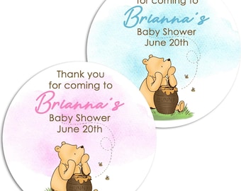 Winnie-The-Pooh Stickers | Thank You for Coming Labels | Baby Shower Labels | Birthday Honey Favors | Classic Winnie-The-Pooh Baby stickers