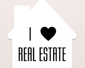 I Love Real Estate Stickers, House Shaped Labels, Realtor Closing Gifts