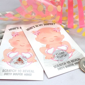 What's In My Diaper® Baby Shower Scratch Off Game | 24 Baby Shower Scratch Off Tickets | Diaper Baby Shower Scratcher | It's A Girl Game