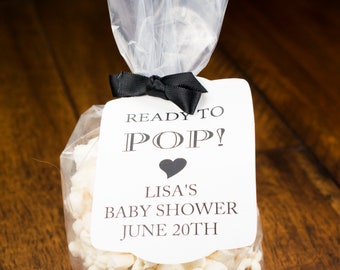 Étiquettes personnalisées pour baby shower Ready To Pop® | Lot de 8 | Étiquettes-cadeau personnalisées pour cadeaux de fête prêtes à éclater | Étiquette de faveur About To Pop®