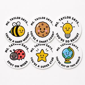 Personalized Teacher Reward Stickers, Custom Name Grading Labels, Elementary School Classroom Motivation Seals