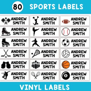 PreSchool Supply Labels, This Belongs to Teacher Stickers, Sports Icon Name Sticker, Back to School Labels, Personalized School Book Labels