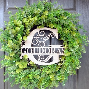 Monograma de apellido, monograma de madera de arce, monograma de letra para puerta, monograma de boda, monograma de guardería, iniciales de madera