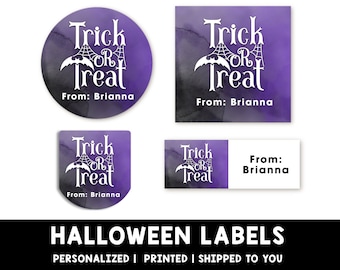 Trick or Treat Personalized Halloween Sticker | Custom Halloween Stickers |Kids Halloween Favor Stickers | Halloween Stickers for School
