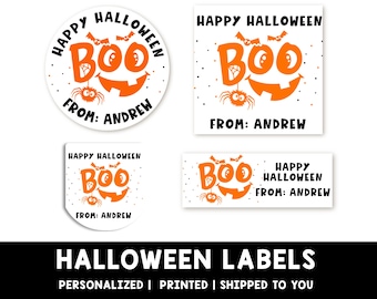 Boo Personalized Halloween Sticker | Custom Halloween Stickers |Kids Halloween Favor Stickers | Cute Halloween Stickers for School