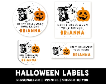 BOO Ghost Pumpkin Personalized Halloween Sticker | Custom Halloween Stickers |Kids Halloween Favor Stickers | Halloween Stickers for School