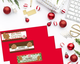 Gingerbread Return Address Labels | Holiday Return Address Sticker Labels | Christmas Return Address Labels | (Set of 27)