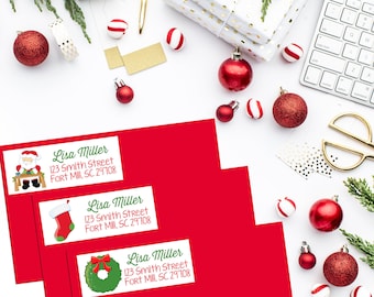 Christmas Return Address Labels | Holiday Return Address Labels (Set of 27) | Christmas Address Labels