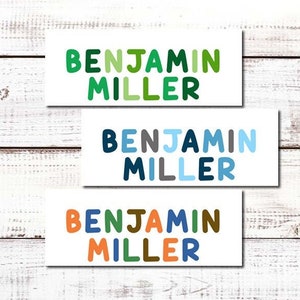 Boy Name Labels | 30 Personalized Waterproof Vinyl Stickers for Boys | Daycare, school, camp stickers | Set of 30