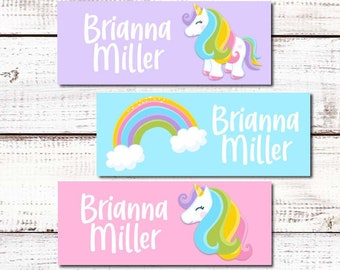 This Belongs To Unicorn Labels | 30 Personalized Waterproof Vinyl Stickers for Girls | Daycare, school, camp stickers | Set of 30