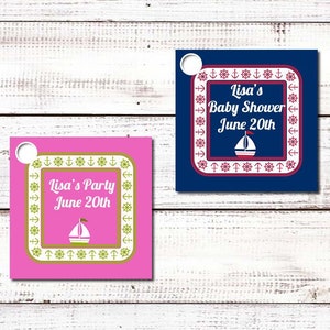 Sailboat Blue Baby Shower Tags / Birthday Party Favor Tags Set of 20 Printed, Personalized and Hole Punched DYI Supplies image 1
