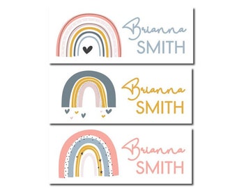 Rainbow Boho Name Labels, Name Tag Stickers, Waterproof Labels for Kids Daycare, Vinyl Name Stickers for Kids School Labels