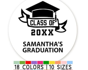 Personalized Graduation Stickers, Class of 2026, Cap Design