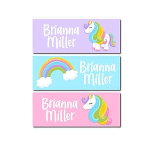 Unicorn Name Labels, Name Tag Stickers, Waterproof Labels for Kids Daycare, Vinyl Name Stickers for Kids School Labels