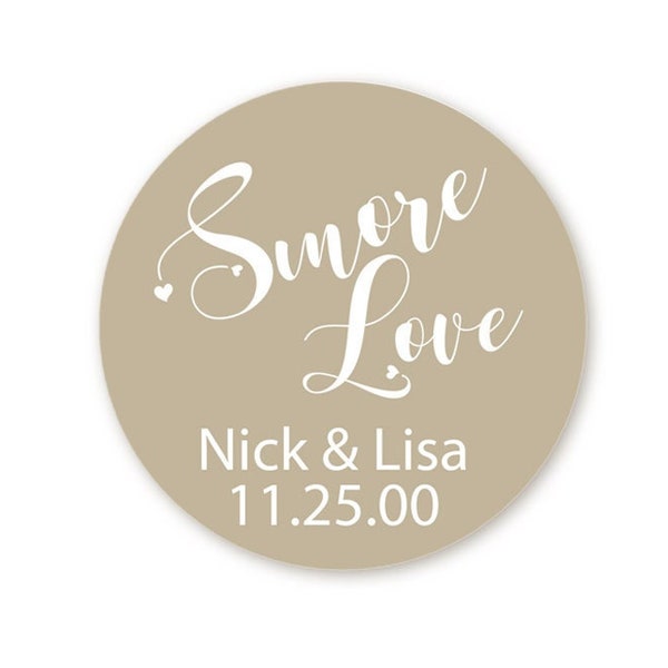 Smore Love Bridal Shower Stickers, Thank You Stickers, Wedding Favor Sticker Labels, Personalized Party Favors