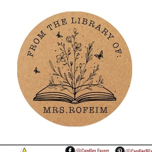 Teacher Book Kraft Labels | This Book Belongs to Stickers | Personalized Book Labels| From the Library of Stickers | Floral Book Stickers