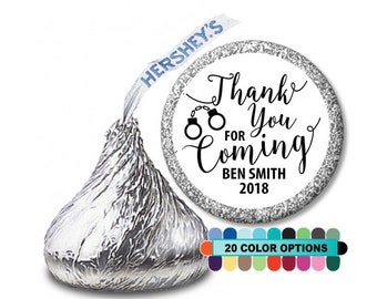 Thank You For Coming - Personalized Round Police Officer Sticker Labels - Police Hershey Kiss Stickers - Law Enforcement 108  Kiss Stickers