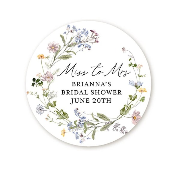 French Floral Bridal Shower Sticker, Wildflowers Favors, Floral Wedding Favor Stickers, Thank You Stickers, Wedding Favor Sticker Labels