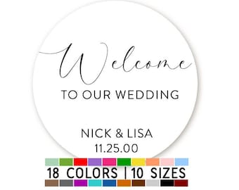 Wedding Welcome Bag Stickers, Names and Date Wedding Favor Labels, Welcome Bag for Hotel Guests Stickers