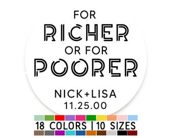 For Richer Or Poorer Lotto Stickers, Wedding Lotto Ticket Favors, Scratch Off Favors, Lucky in Love, Wedding Lottery Favor Bag Stickers