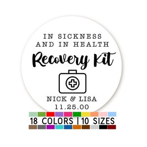 Wedding Recovery Kit Stickers, Personalized Wedding Hangover Kit Stickers, Wedding Favor Stickers, Emergency hangover kit labels