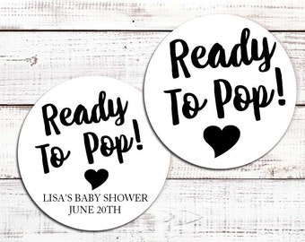 Ready To Pop® Personalized Round Baby Shower Sticker Labels - Ready To Pop® Round Sticker Labels
