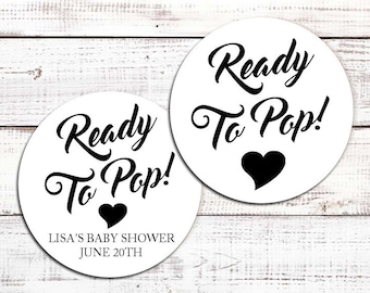 Ready To Pop® Personalized Round Baby Shower Sticker Labels - Ready To Pop® Round Sticker Labels