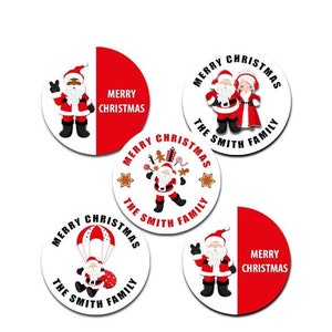 Santa Claus Stickers, Personalized Merry Christmas Labels, Holiday Gift Label/ Christmas Favor Sticker, African American Santa Claus Sticker