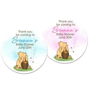 Winnie-The-Pooh Stickers | Thank You for Coming Labels | Baby Shower Labels | Birthday Honey Favors | Classic Winnie-The-Pooh Baby stickers