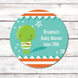 Little Monsters Personalized Round Baby Shower Sticker Labels Monster Birthday Party Stickers image 1