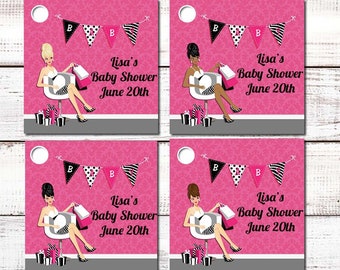 Pregnant Mom To Be - Baby Shower Custom Favor Tags - Set of 20 It's A Girl Personalized Printed Party Favor Gift Tags