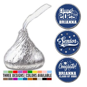 Personalized Chocolate Stickers for Graduation, Class of 2025 Custom Chocolate Label, Personalized Stickers Chocolate Kiss Grad Favors