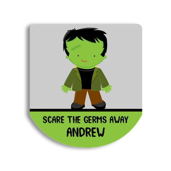 30 Personalized Labels | Frankenstein Hand Sanitizer Sticker | Halloween Sanitizer Sticker | Frankenstein Sanitize Party Favor Il_570xn