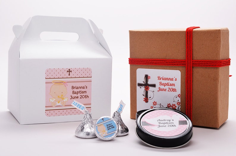 Cross Pink Baptism / Christening Custom Favor Tags Set of Etsy