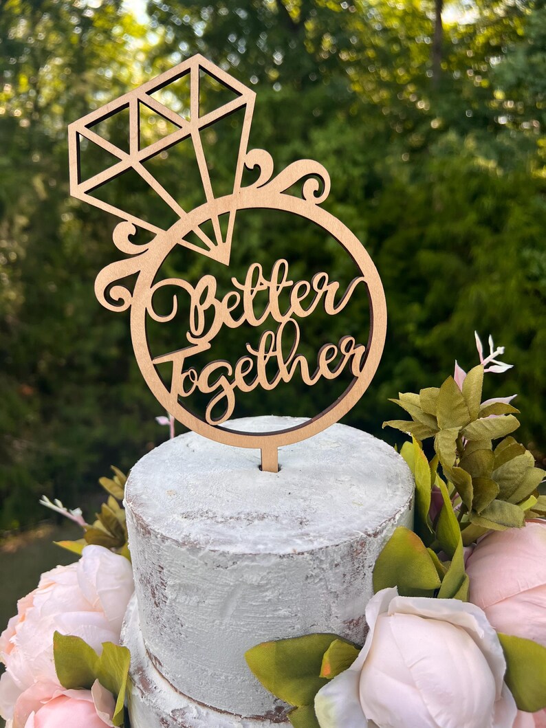 Two Ring Topper Engagement Ring Cake Toppers | Bridal Shower Cake Decoration | Better ...