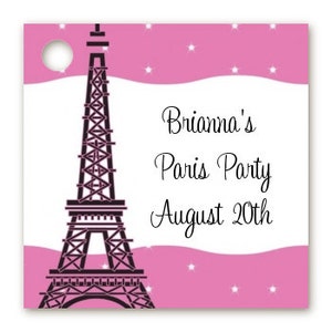 Pink Poodle in Paris Baby Shower Custom Favor Tags Set of 20 Personalized Printed Party Favor Gift Tags image 1