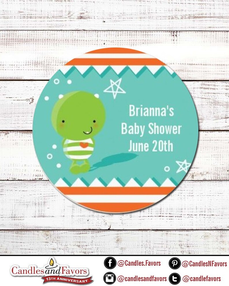 Little Monsters Personalized Round Baby Shower Sticker Labels Monster Birthday Party Stickers image 1