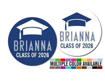 Personalized Graduation Stickers, Class of 2026, Grad Party Favor Labels