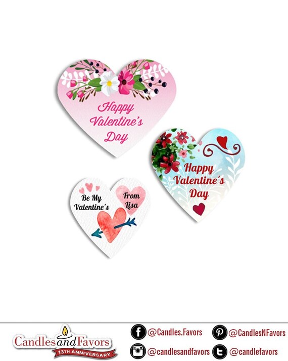 Happy Valentine's Day Stickers Personalized Heart Shape Valentine Sticker  Labels Available in 2 Different Sizes 