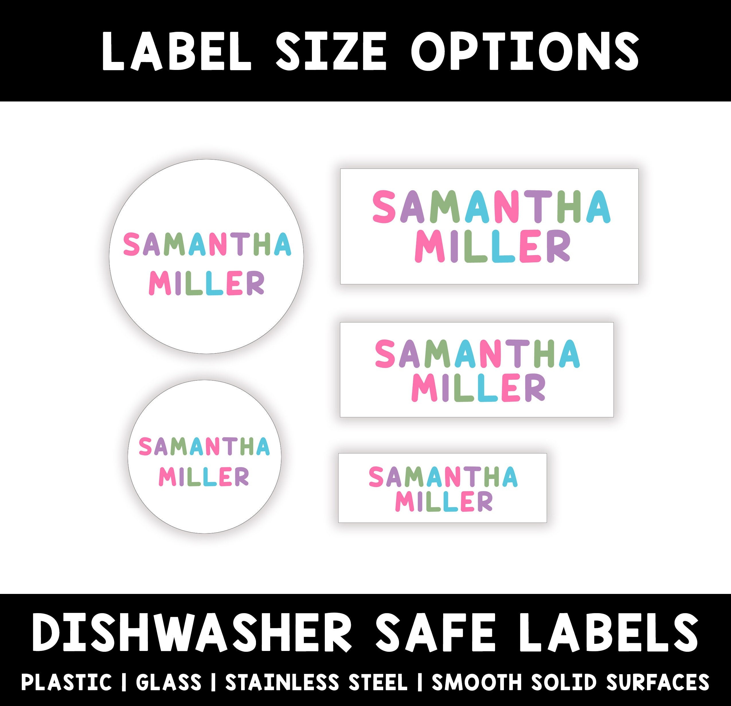 100 Personalized Clothing Labels for Kids Washable Sew in/Iron on Name Labels for Clothing for Daycare, School, Nursing Homes, Camp - 1.5x0.55