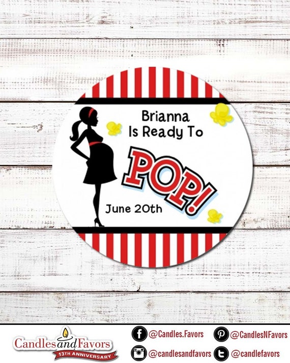 Ready To Pop® Red- Personalized Round Baby Shower Sticker Labels - Available in 10 Different Sizes - About To Pop® Baby Shower Stickers Il_570xn
